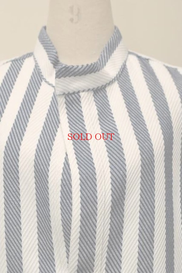画像2: Cristaseya　 #07EN-S japanese striped cotton pocket tunic　　col.white×navy