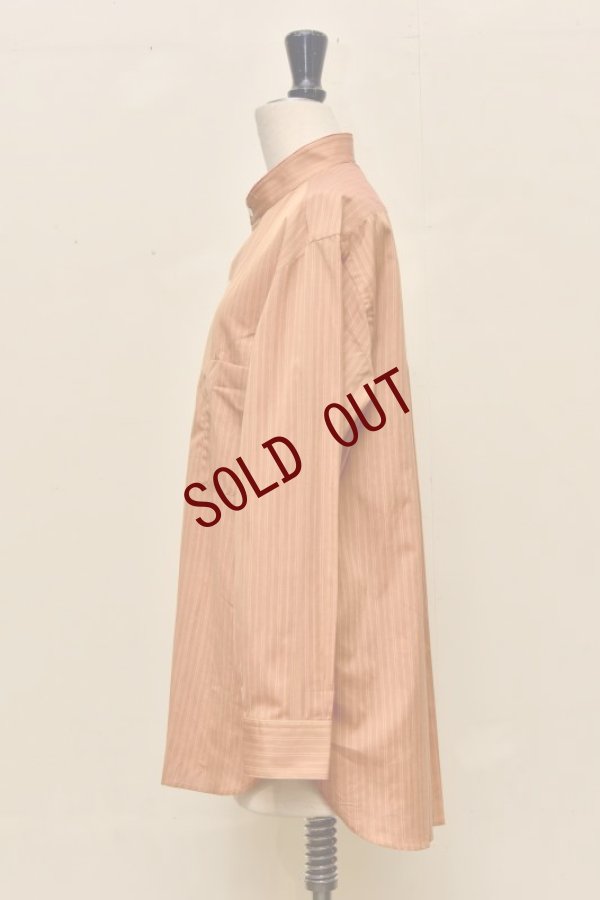 画像5: Cristaseya  #02SP-BRS COTTON 　"HANDMADE POPELINE MAO SHIRT WITH FRINGED COLLAR "　　col.BRONZE STRIPE