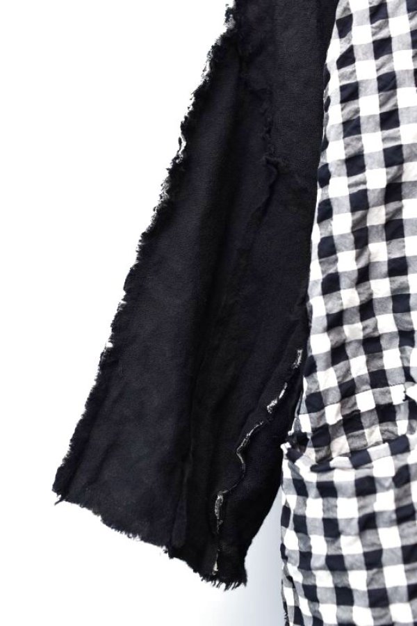 画像5: DANIELA GREGIS  "cappotto coat cornice taglio vivo foderato lavato"　col.BLACK  CHECK 1cm WHITE BLACK