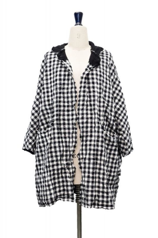 画像11: DANIELA GREGIS  "cappotto coat cornice taglio vivo foderato lavato"　col.BLACK  CHECK 1cm WHITE BLACK
