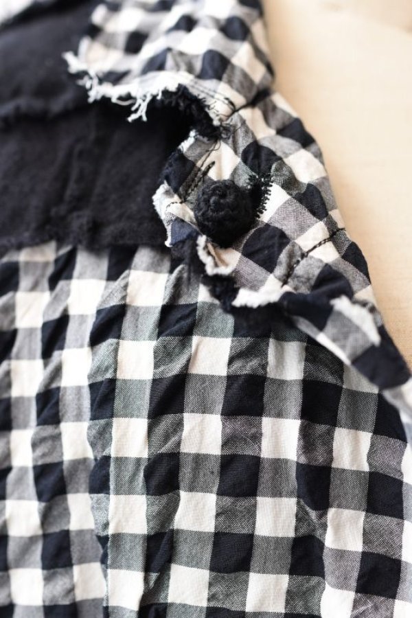 画像4: DANIELA GREGIS  "cappotto coat cornice taglio vivo foderato lavato"　col.BLACK  CHECK 1cm WHITE BLACK