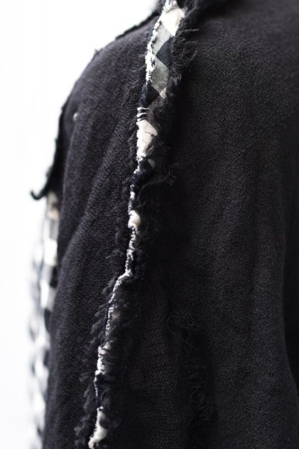 画像10: DANIELA GREGIS  "cappotto coat cornice taglio vivo foderato lavato"　col.BLACK  CHECK 1cm WHITE BLACK