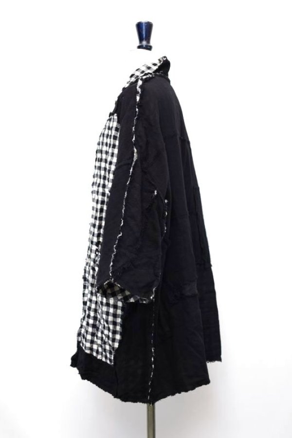 画像8: DANIELA GREGIS  "cappotto coat cornice taglio vivo foderato lavato"　col.BLACK  CHECK 1cm WHITE BLACK