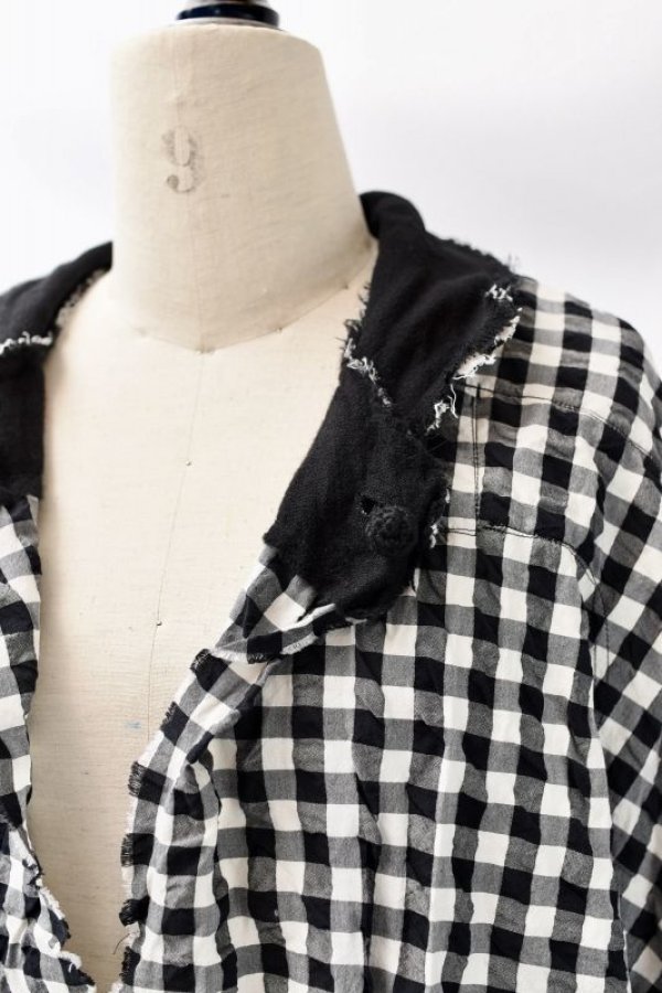 画像12: DANIELA GREGIS  "cappotto coat cornice taglio vivo foderato lavato"　col.BLACK  CHECK 1cm WHITE BLACK