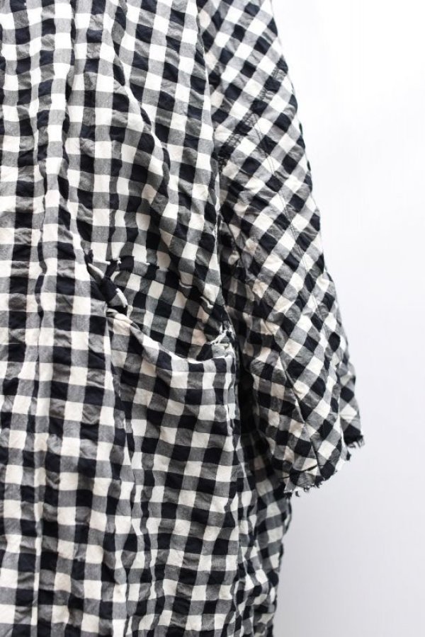 画像13: DANIELA GREGIS  "cappotto coat cornice taglio vivo foderato lavato"　col.BLACK  CHECK 1cm WHITE BLACK