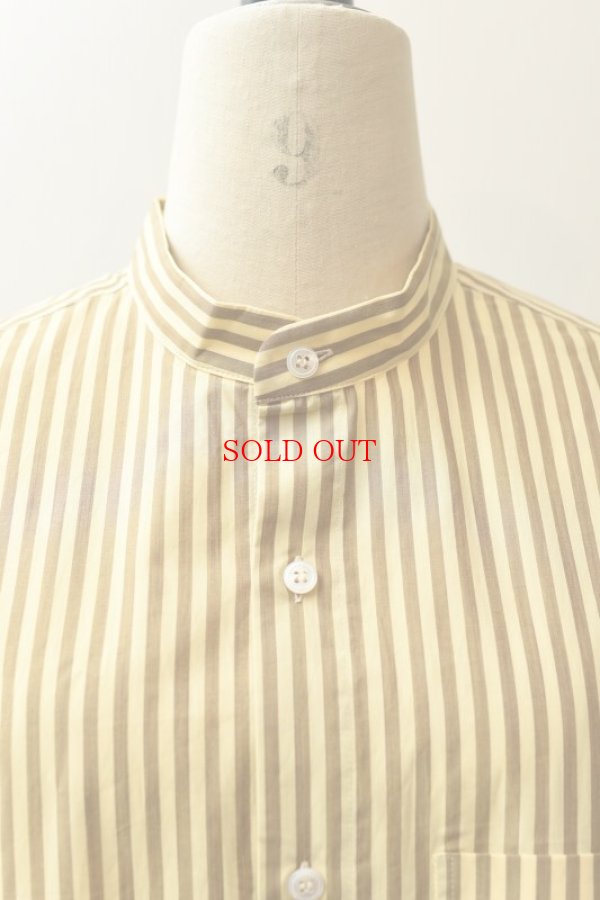 画像2: Cristaseya　 Striped Cotton Mao Shirt 　 col.Yellow Brown Stripes