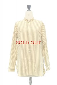 Cristaseya　 Striped Cotton Mao Shirt 　 col.Yellow Brown Stripes