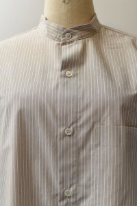 Cristaseya　 Japanese Striped Cotton Mao Shirt col.Small Brown Stripes