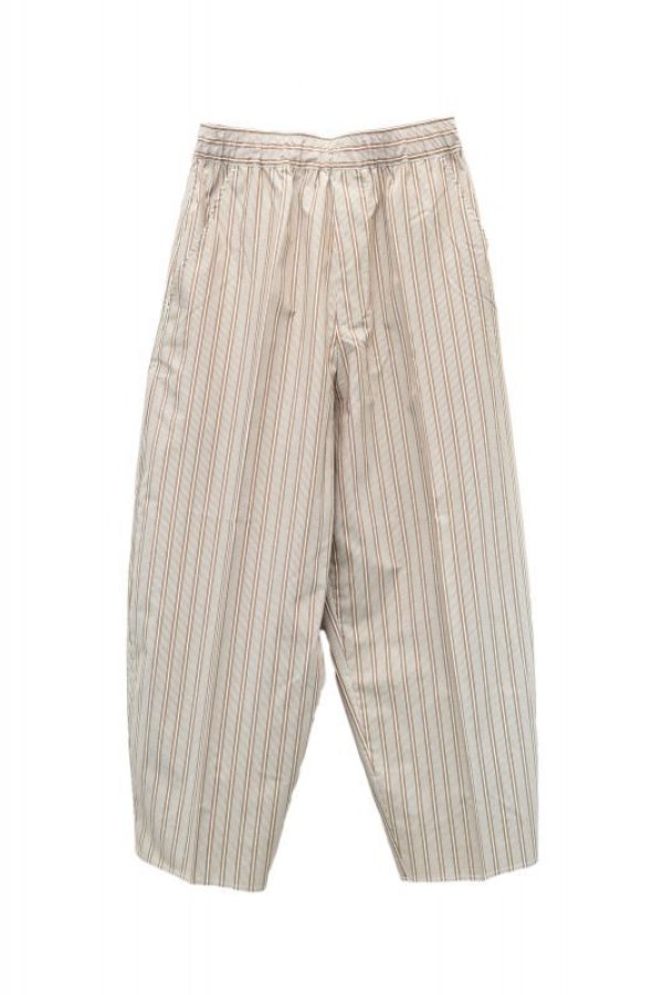 画像1: Cristaseya    Japanese Striped Cotton Moroccan Pajama Pants    col.Large Brown Stripes