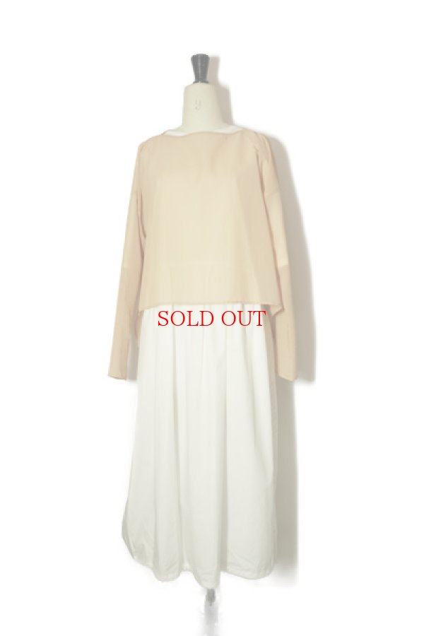 画像1: TENNE HANDCRAFTED MODERN　 LAYERD BALLOON DRESS　 col. ORANGE / WHITE