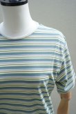 画像4:  AURALEE　 HARD TWIST COTTON BORDER TEE　 col. LIGHT GREEN BORDER (4)