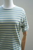 画像5:  AURALEE　 HARD TWIST COTTON BORDER TEE　 col. LIGHT GREEN BORDER (5)