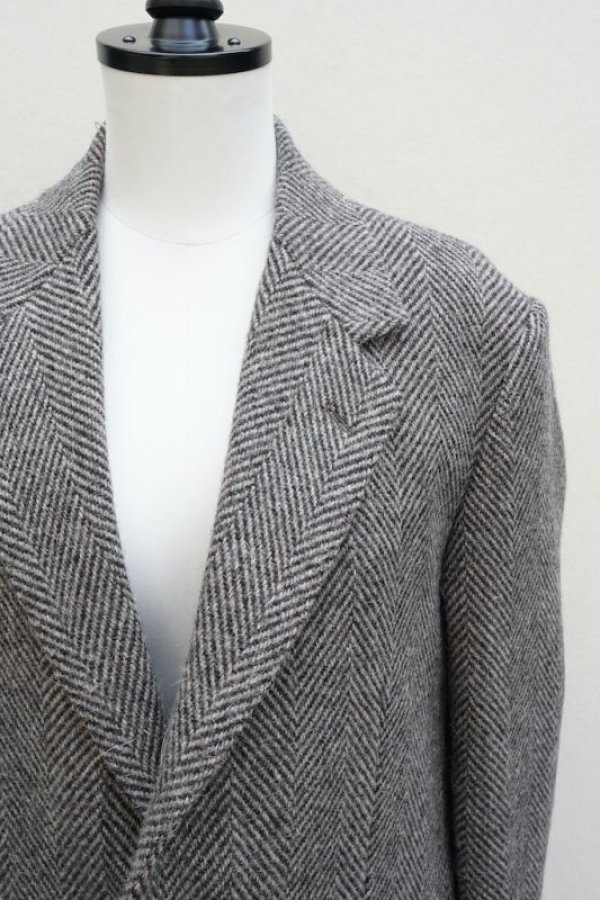画像2:  AURALEE　 LAMA SHETLAND WOOL TWEED OVER JACKET 　 col. KHAKI TWEED