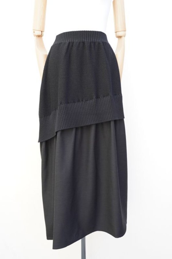 画像2: Cristaseya　 11WM-WV-BK　 PATCHED LONG SKIRT　 col.BLACK