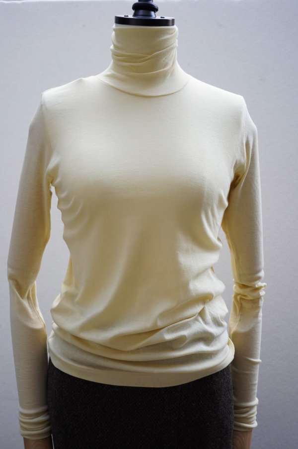 画像1:  AURALEE　  HIGH GAUGE SHEER RIB TURTLE NECK L/S TEE 　 col. YELLOW