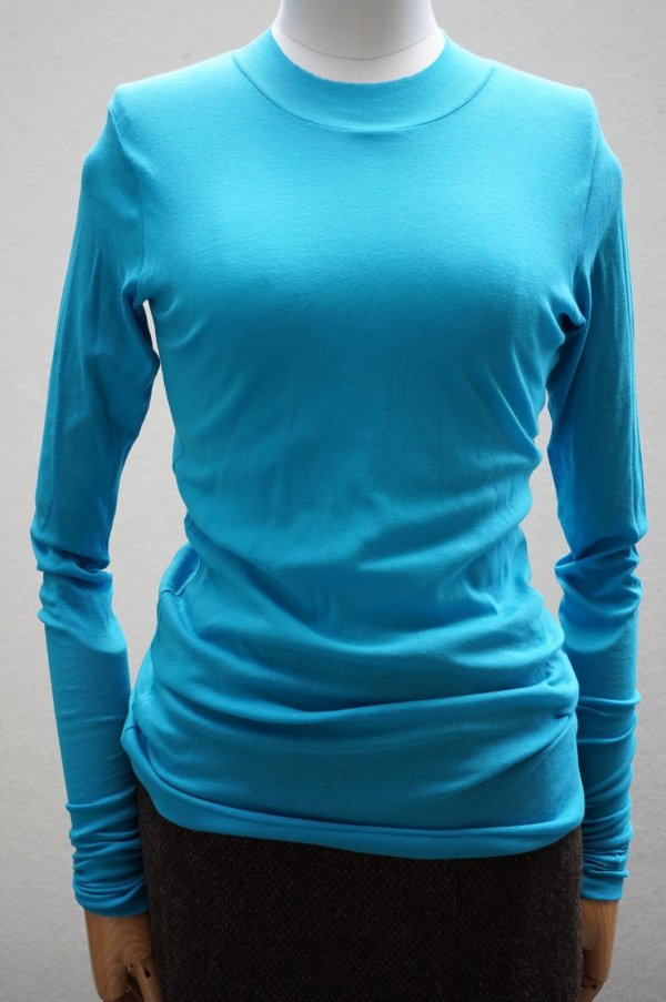 画像1:  AURALEE　 SUPER HIGH GAUGE SHEER RIB L/S TEE 　 col. TURQUOISE BLUE