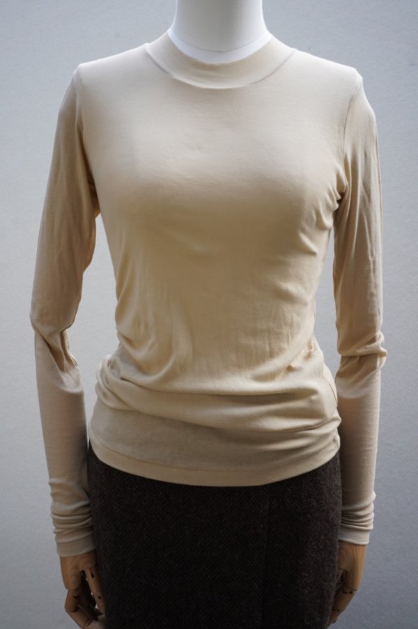 画像1:  AURALEE　 SUPER HIGH GAUGE SHEER RIB L/S TEE 　 col. LIGHT BEIGE