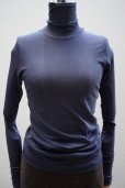 画像1:  AURALEE　<br /> HIGH GAUGE SHEER RIB TURTLE NECK L/S TEE 　<br />col. NAVY (1)