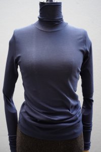  AURALEE　  HIGH GAUGE SHEER RIB TURTLE NECK L/S TEE 　 col. NAVY