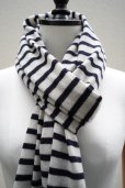 画像1: eleven 2nd  <br />Border Stole <br />col. White Smoke / D.Navy (1)