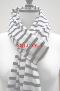 eleven 2nd   Border Stole  col. White Smoke / D.Navy