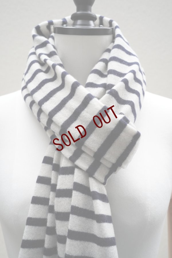 画像1: eleven 2nd   Border Stole  col. White Smoke / D.Navy