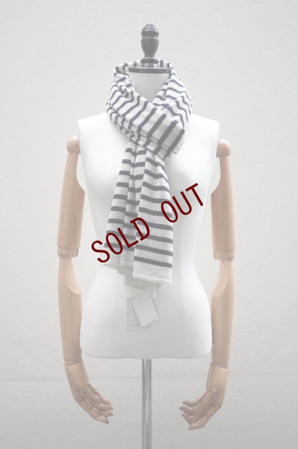 画像2: eleven 2nd   Border Stole  col. White Smoke / D.Navy