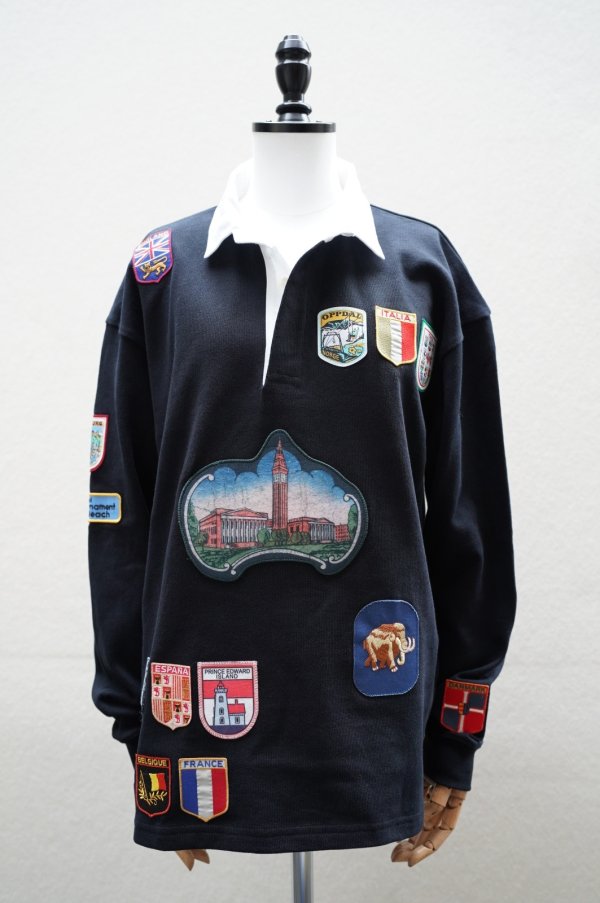 画像1: BODE　 MULTI-PATCH RUGBY SHIRT　 col.BLACK