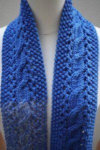 eleven 2nd　 Cable Aran Mini Stole　 col.Blue/White 