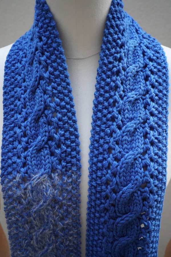 画像1: eleven 2nd　 Cable Aran Mini Stole　 col.Blue/White 