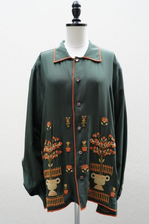 画像1: BODE　 BEADED PADDOCK SAMPLER LS SHIRT　 col.GREEN MULTI