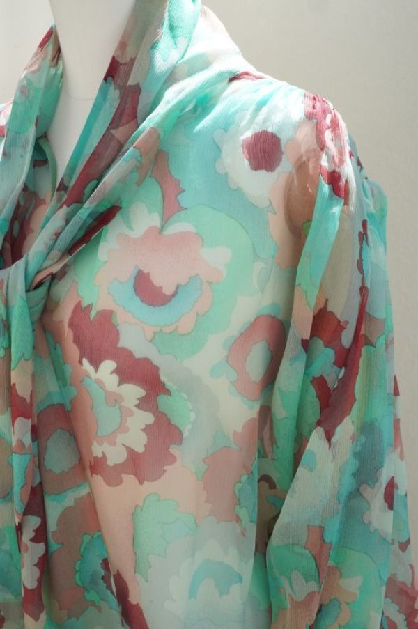 画像2: BOWTE　 PRINT BOWTIE BLOUSE 　 col.EMRALD