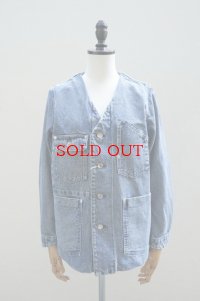 TANAKA　 NO COLLAR WORK JEAN JACKET　 col.MID BLUE