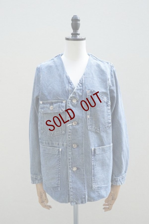 画像1: TANAKA　 NO COLLAR WORK JEAN JACKET　 col.MID BLUE