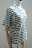 画像2:  AURALEE　 HARD TWIST COTTON BORDER TEE　 col. LIGHT GREEN BORDER (2)