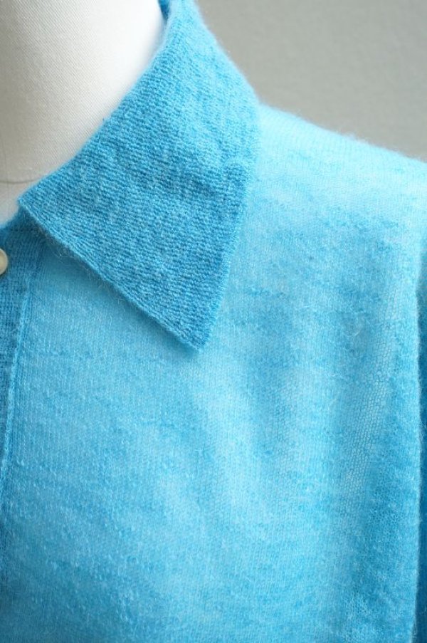 画像3: -50% AURALEE　 KID MOHAIR SHEER KNIT SHORT POLO　 col. TURQUOISE BLUE