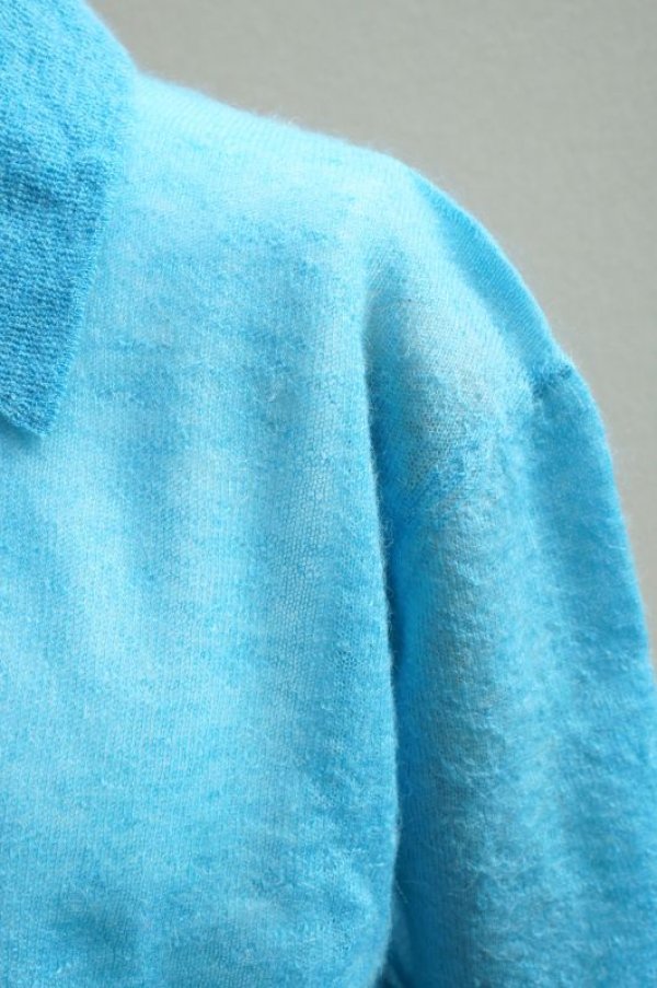 画像4: -50% AURALEE　 KID MOHAIR SHEER KNIT SHORT POLO　 col. TURQUOISE BLUE