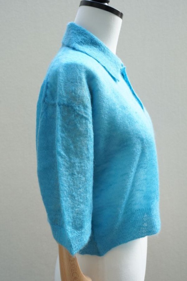 画像5: -50% AURALEE　 KID MOHAIR SHEER KNIT SHORT POLO　 col. TURQUOISE BLUE
