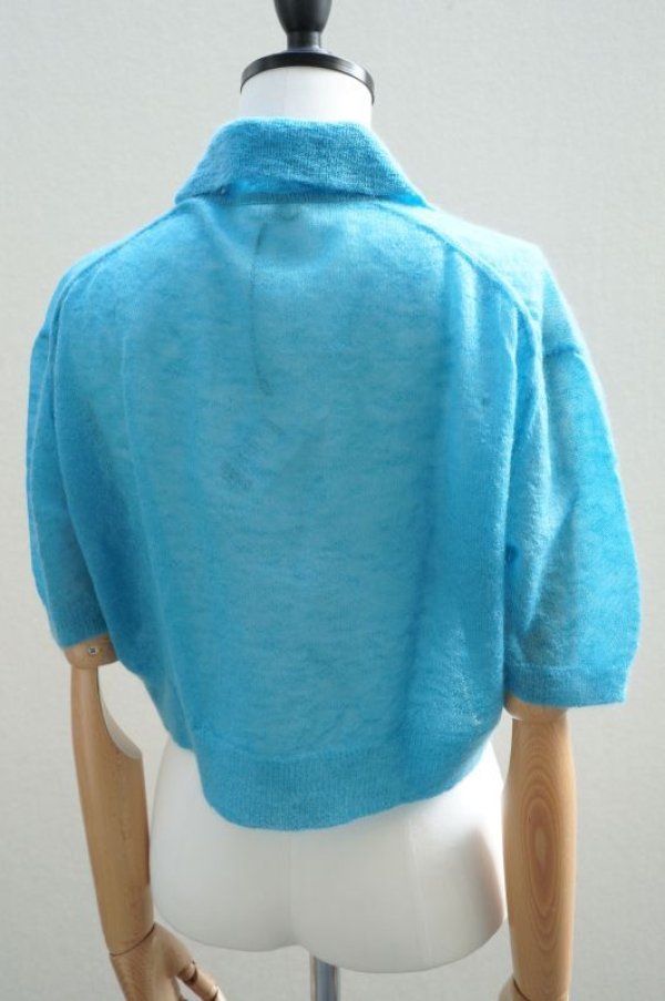 画像6: -50% AURALEE　 KID MOHAIR SHEER KNIT SHORT POLO　 col. TURQUOISE BLUE
