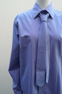 BOWTE　 FINX COTTON CHAMBRAY WITH TIE SHIRT　 col.BLUE