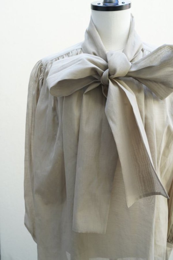 画像10: BOWTE　 ITALIAN FABRIC COTTON SILK BOW TIE BLOUSE　 col.SEPIA
