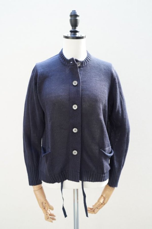 画像1: eleven 2nd　 Silk Plating Linen Button Cardigan　 col. Navy