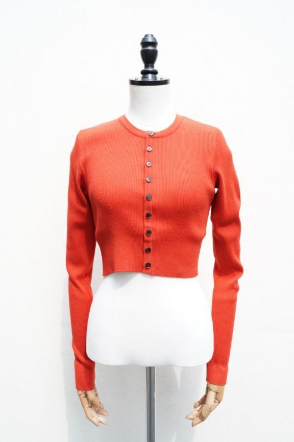 画像1: -50%  AURALEE　 SUPPER FINE WOOL HIGH GAUGE RIB KNIT SHORT CARDIGAN　 col. RED