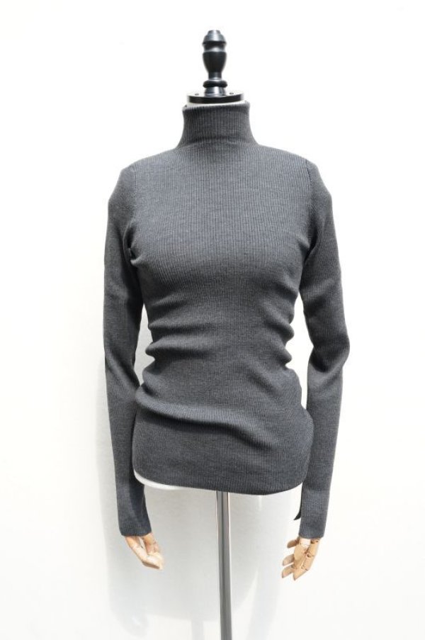 画像1:  AURALEE　 SUPPER FINE WOOL HIGH GAUGE RIB KNIT TURTLE　 col. TOP CHARCOAL