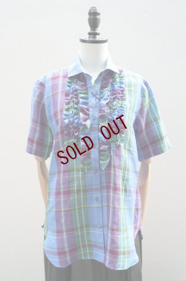 画像1: BOWTE　 LINEN MADRAS CHECK DRESS SHIRT　 col.BLUE CHECK