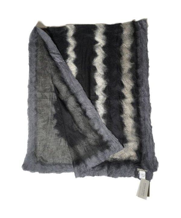 画像1: SILVANA MANETTI　 SILK WOOL STOLE　 col. GRAY / BLACK (1)