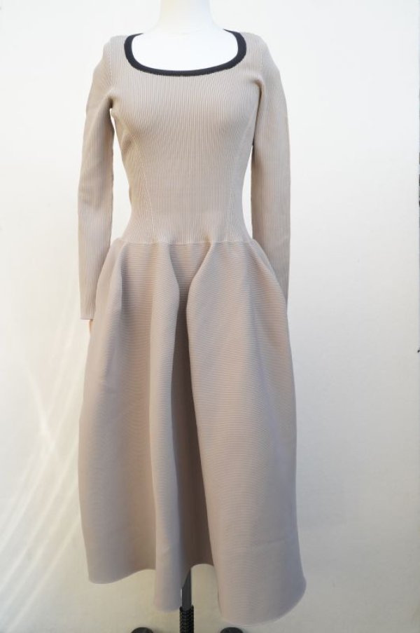 画像1: CFCL　 POTTERY GLITTER ROUNDNECK LONG SLEEVE DRESS　 col.BEIGE-BLACK (1)
