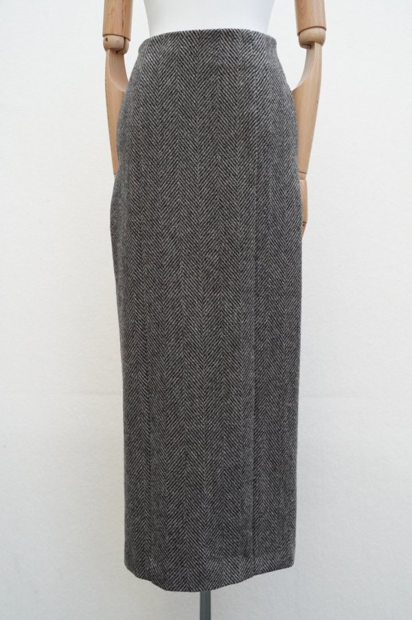 画像1:  AURALEE　 LAMA SHETLAND WOOL TWEED SKIRT 　 col. KHAKI TWEED (1)