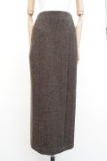  AURALEE　 LAMA SHETLAND WOOL TWEED SKIRT 　 col. BROWN TWEED