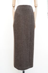  AURALEE　 LAMA SHETLAND WOOL TWEED SKIRT 　 col. BROWN TWEED